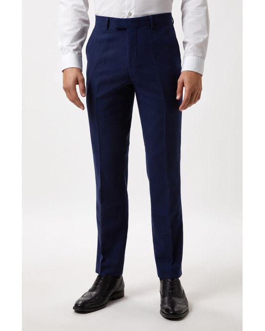 Burton Blue Slim Fit Navy Tweed Suit Trousers for men