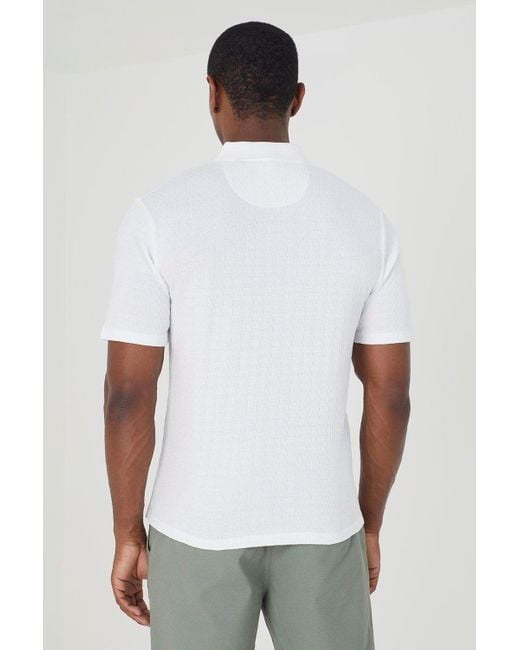 Brave Soul White 'karo' Short Sleeve Polo Shirt for men