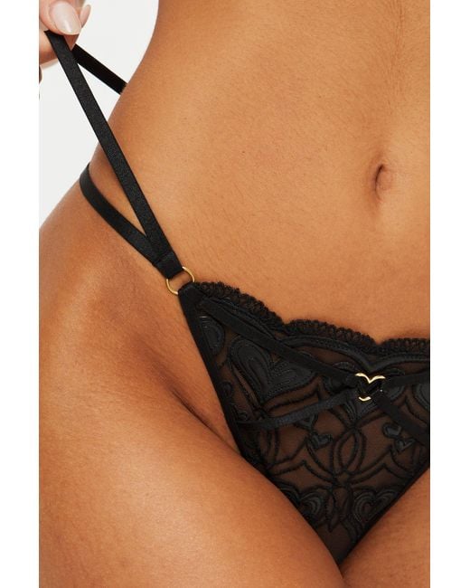 Ann Summers Black Rogue Heart Crotchless String