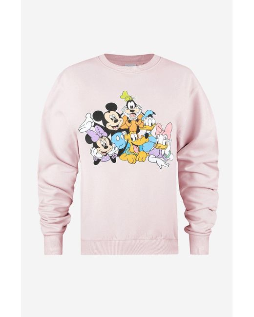 Disney White Mickey Mouse & Friends Hanging Out Womens Crew Sweatshirt