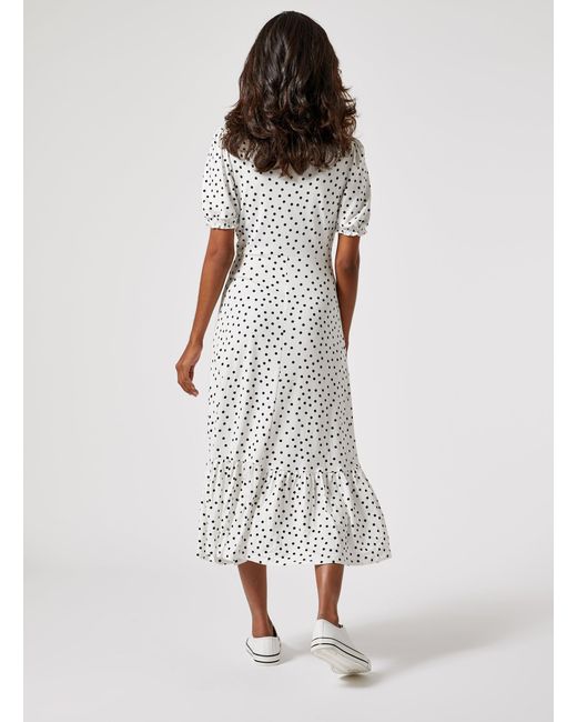 Dorothy Perkins Petite White Spot Printed Dress