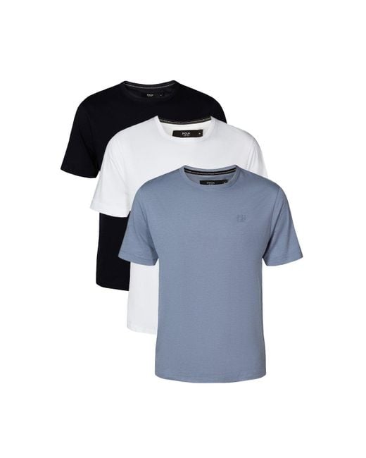 French Connection Blue 3 Pack Cotton Blend T-shirts for men