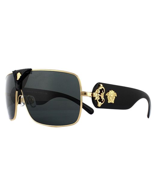 Versace Gray Square Gold Grey Sunglasses for men