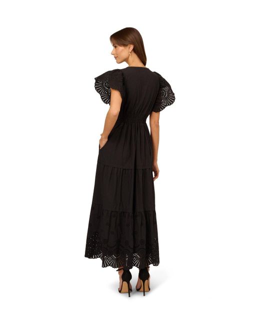 Adrianna Papell Cotton Eyelet Dress in Black Lyst UK