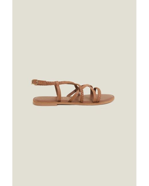 Accessorize Natural Plaited Strappy Sandal Wi
