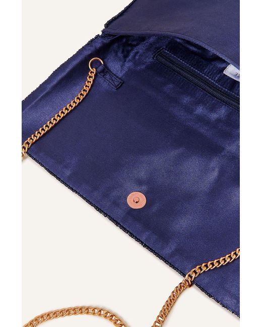 Accessorize Blue Classic Beaded Hand Embellished Clutch