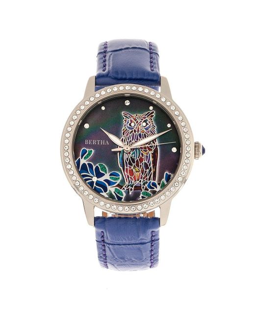 Bertha Blue Madeline Mop Leather-band Watch