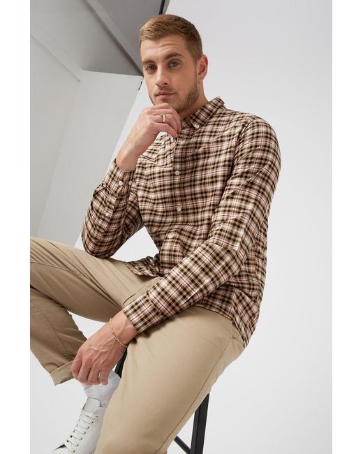 Burton Brown Tan And Red Check Shirt for men