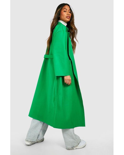 Boohoo Green Wool Look Oversized Coat