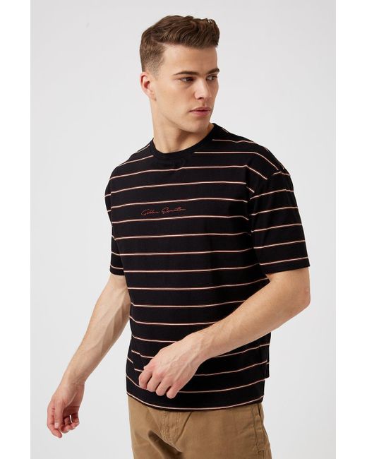 Burton Black Oversized Horizontal Striped T-shirt for men