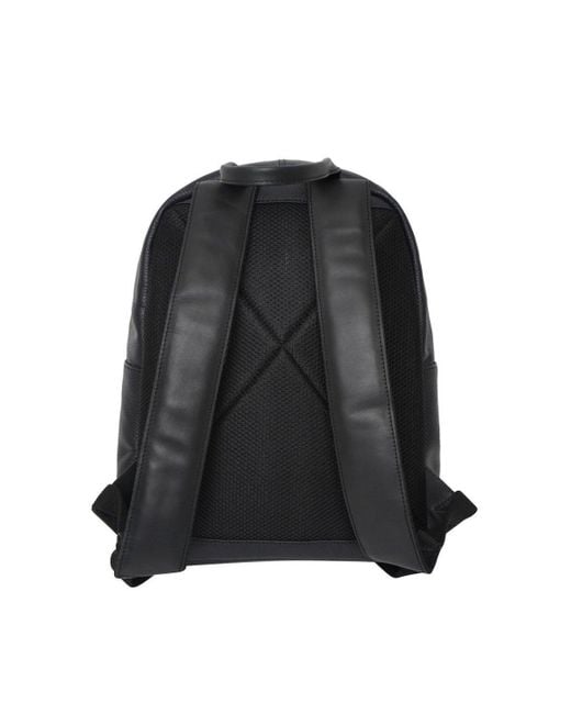 Barney's Originals Black Striped Real Leather Backpack