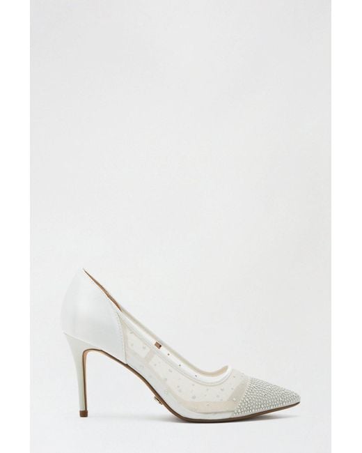 Dorothy Perkins Showcase Wide Fit White Spring Pearl Court Shoe