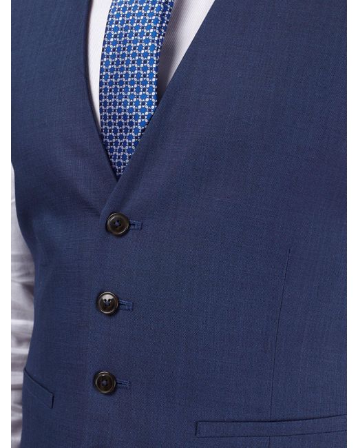 Burton Blue Sharkskin Slim Fit Waistcoat for men