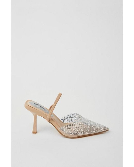 Coast Pink Tilly Diamante And Pearl Sling Back Pointed Court Shoes