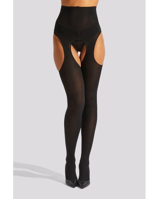 Ann Summers High Waisted Crotchless Tights in Black