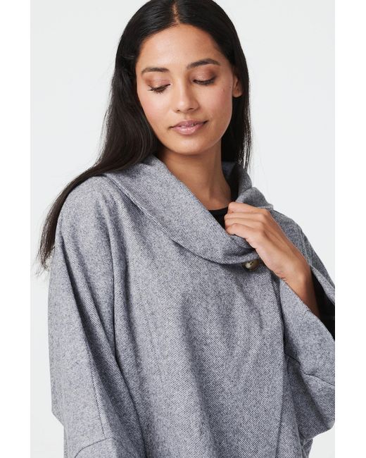 Izabel London Gray Oversized Raglan Sleeve Coat