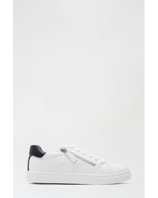 Dorothy Perkins White Black Ivy Side Zip Trainers