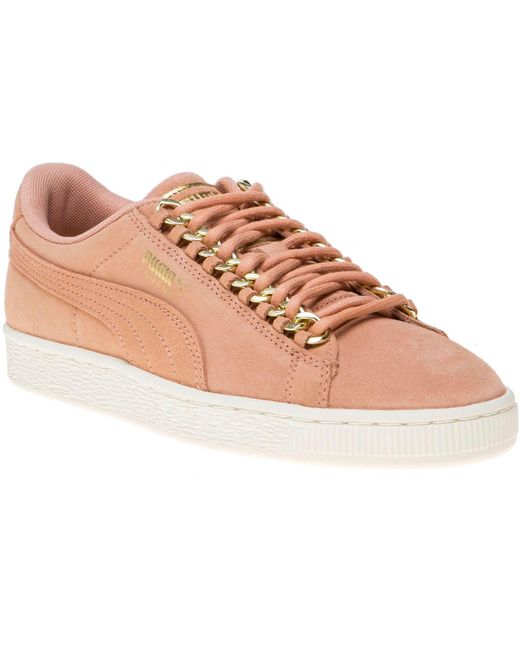PUMA Pink Suede Classic X Chain Trainers