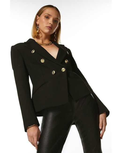 Karen Millen Black Petite Tailored Button Military Blazer