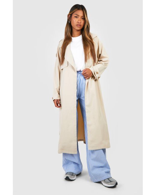 Boohoo White Relaxed Fit Trench Coat
