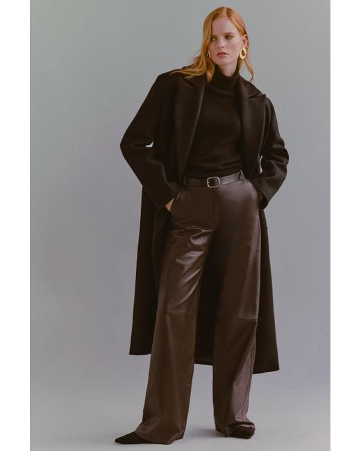 Karen Millen Black Italian Virgin Wool Strong Shoulder Anti Fit Coat