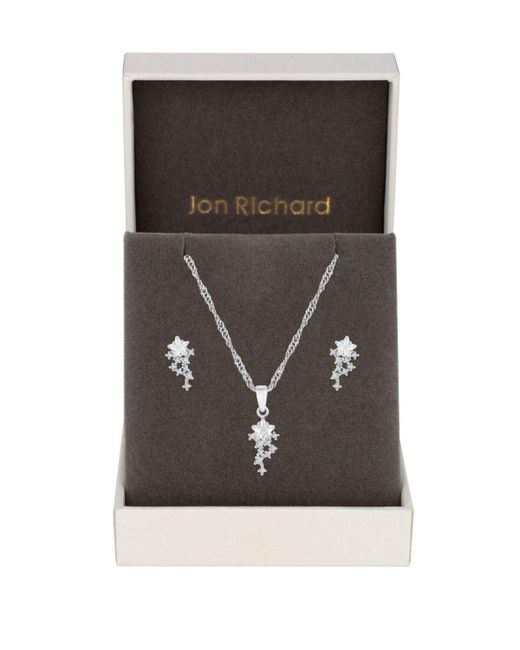 Jon Richard Black Rhodium Plated Cubic Zirconia Star Set - Gift Boxed