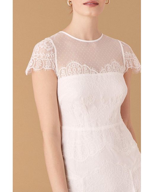 Monsoon Natural Rebecca Chantilly Lace Bridal Dress