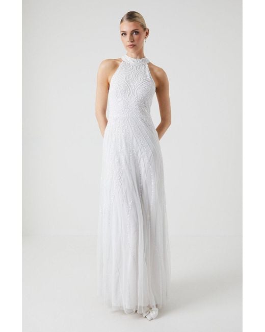 Coast White Halterneck Embellished Maxi Wedding Dress