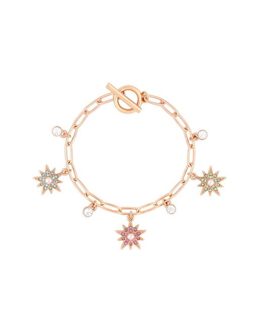 Mood Metallic Rose Gold Crystal And Pearl Pastel Celestial Charm Bracelet