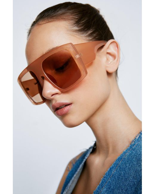 Nasty Gal Blue Oversized Square Colored Lense Sunglasses