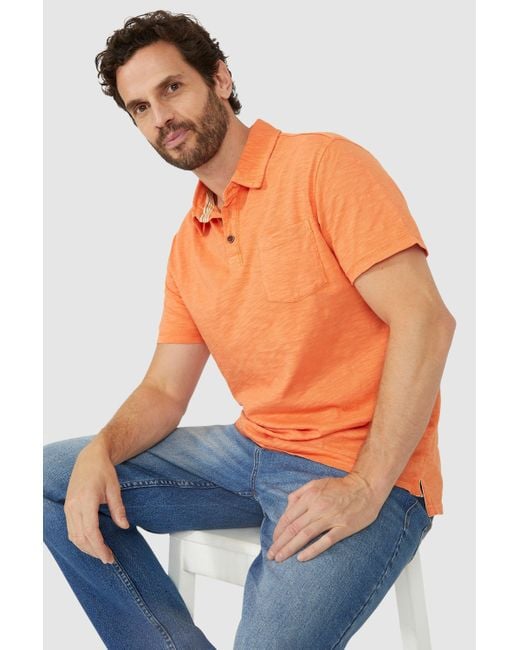 Mantaray Orange Slub Garment Dye Polo for men