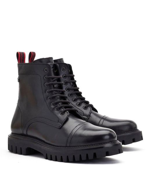 Base London Blue 'pommel' Leather Toe Cap Combat Boot for men