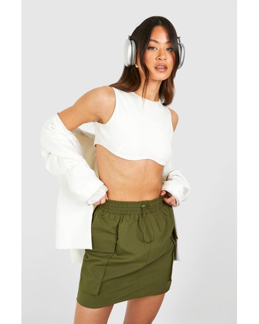 Boohoo Green Tall Cargo Pocket Toggle Drawstring Parachute Skirt