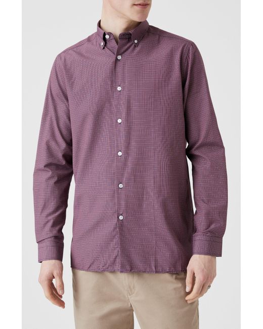 MAINE Purple Long Sleeve Pin Check Shirt for men