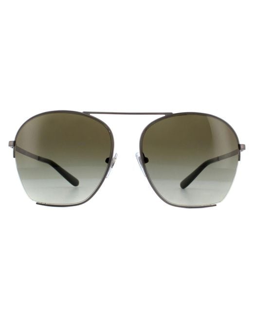 DKNY Brown Aviator Matte Gunmetal Green Gradient Sunglasses