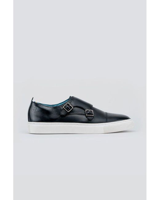 Oswin Hyde Nash Black Monk Leather Trainers for men
