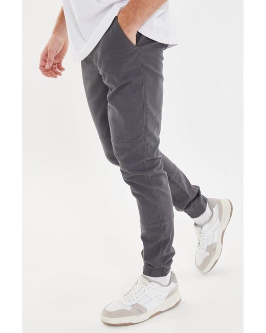 Threadbare Gray 'croft' Slim Fit Cuffed Casual Trousers for men