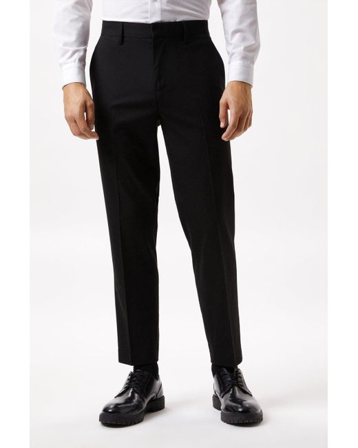 Burton Tapered Fit Black Smart Trousers for men