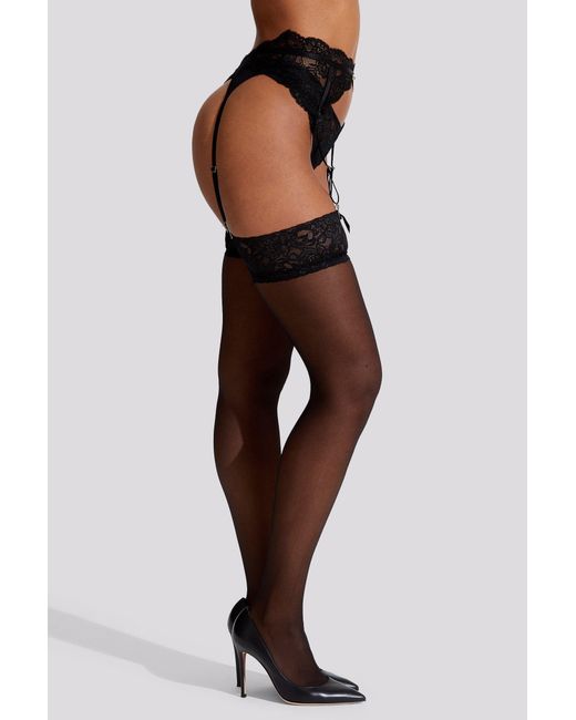 Ann Summers Black Lace Top Glossy Stockings