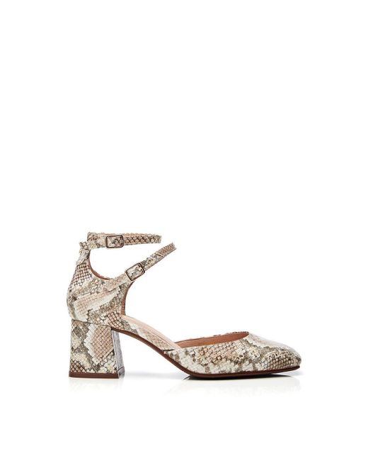 Moda In Pelle White 'daziah' Snake Print Leather Court Shoes