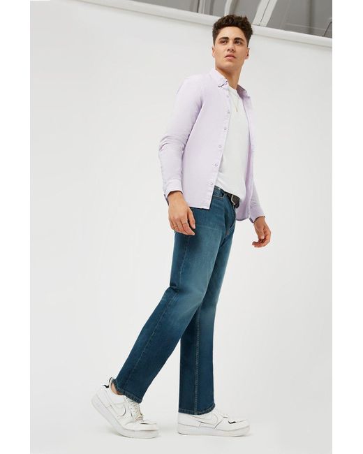 Burton Blue Straight Greencast Belted Jeans for men