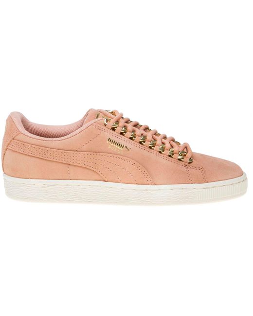 PUMA Pink Suede Classic X Chain Trainers