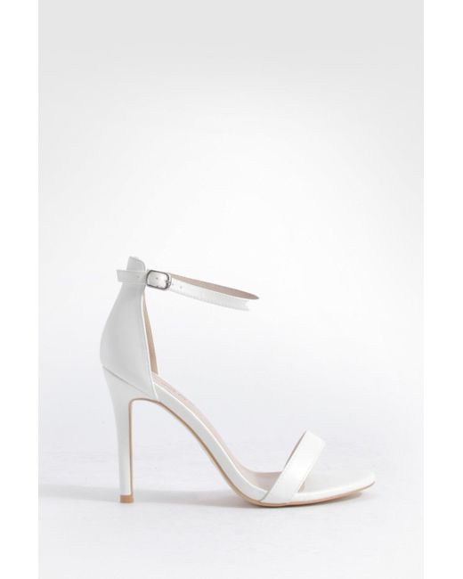 Boohoo White Wide Fit Barely There Basic Heels