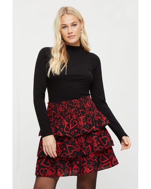 Dorothy Perkins Red Heart Ruffle Mini Skirt