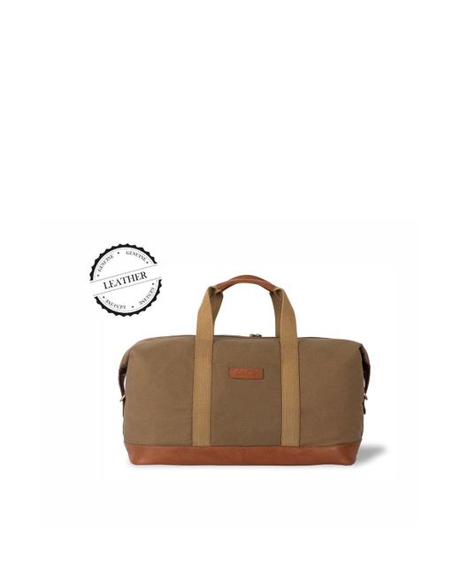 Silver Street London Brown Lenzo Canvas Leather Duffle Bag for men