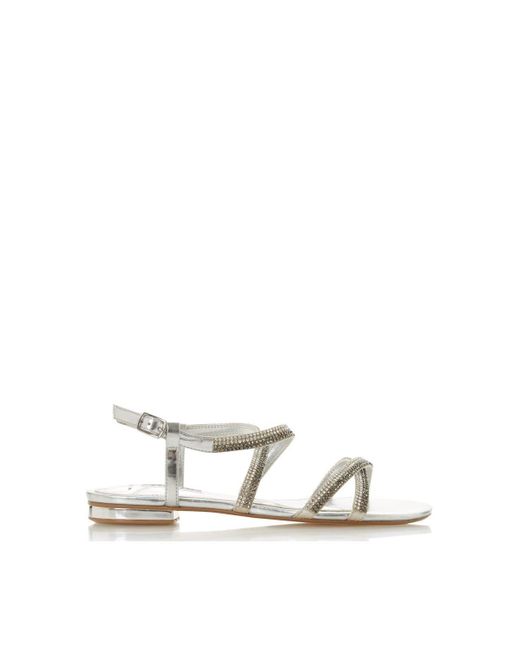 Dune White Wide Fit 'neevie' Sandals