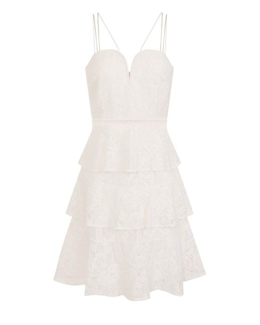 Girls On Film White Starry Eyed Tiered Lace Dress