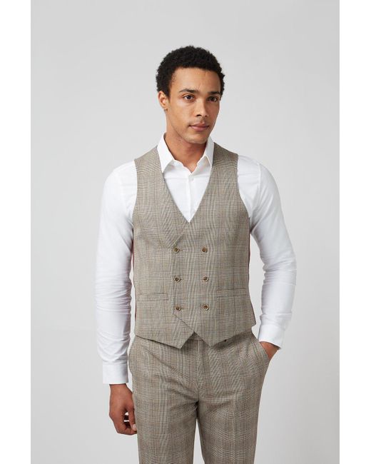 Burton Gray Grey Highlight Check Slim Fit Waistcoat for men