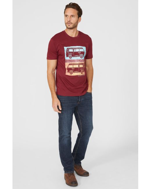 Mantaray Red Outdoor Expedition Printed Tee for men