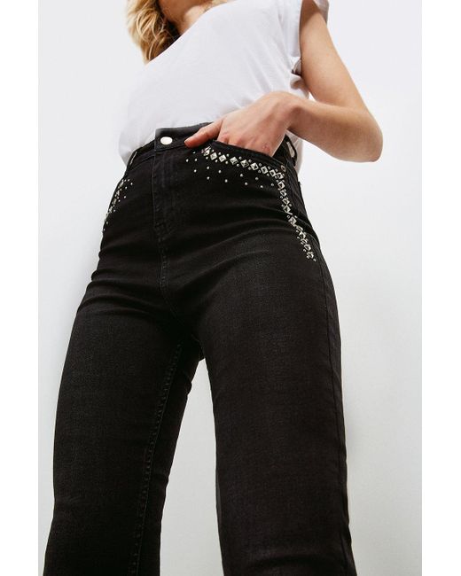 Karen Millen Black Hotfix Pocket Skinny Jean